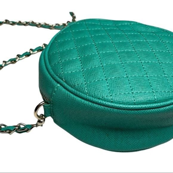 Sondra Roberts SR2 Round Quilted Zipper Turquoise Crossbody Bag - Picture 6 of 10